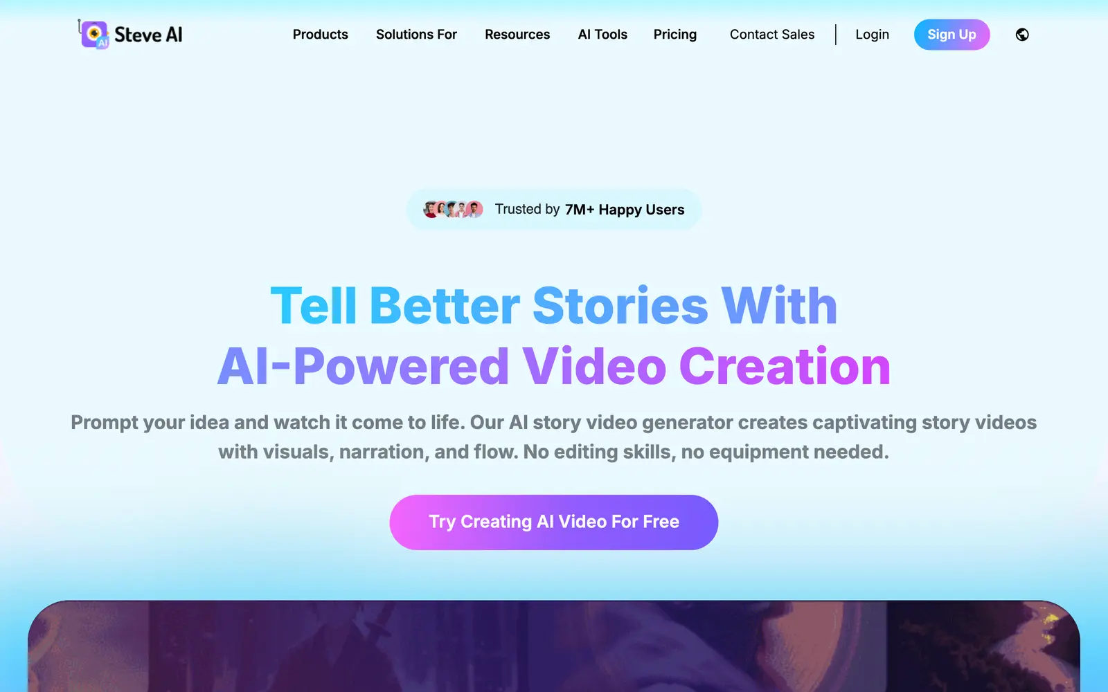 Screenshot of the Steve AI website