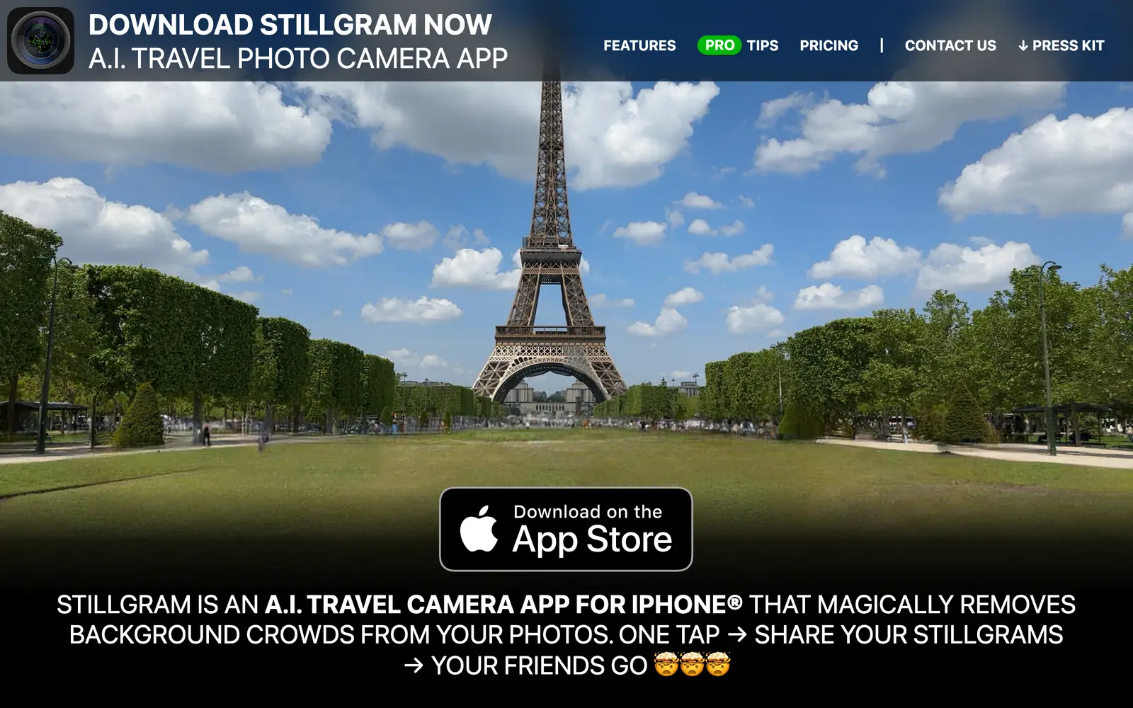 Screenshot of the Stillgram website
