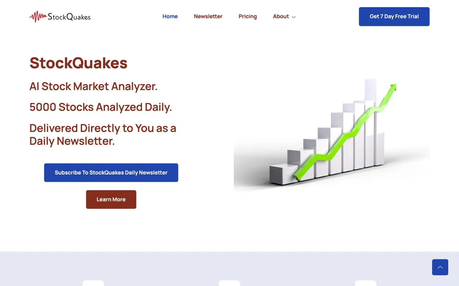 Screenshot of the StockQuakes website