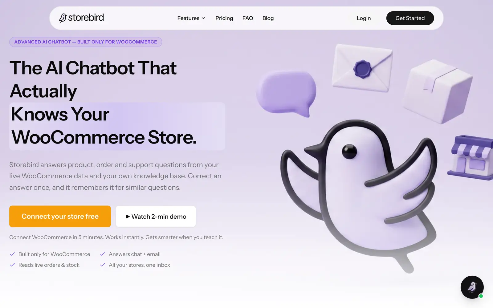 Screenshot of the Storebird website