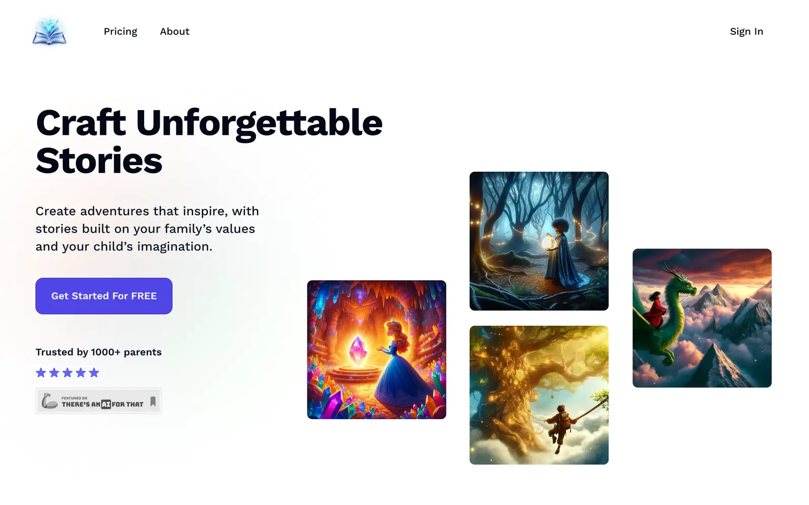 Screenshot of the StoryCraftr website