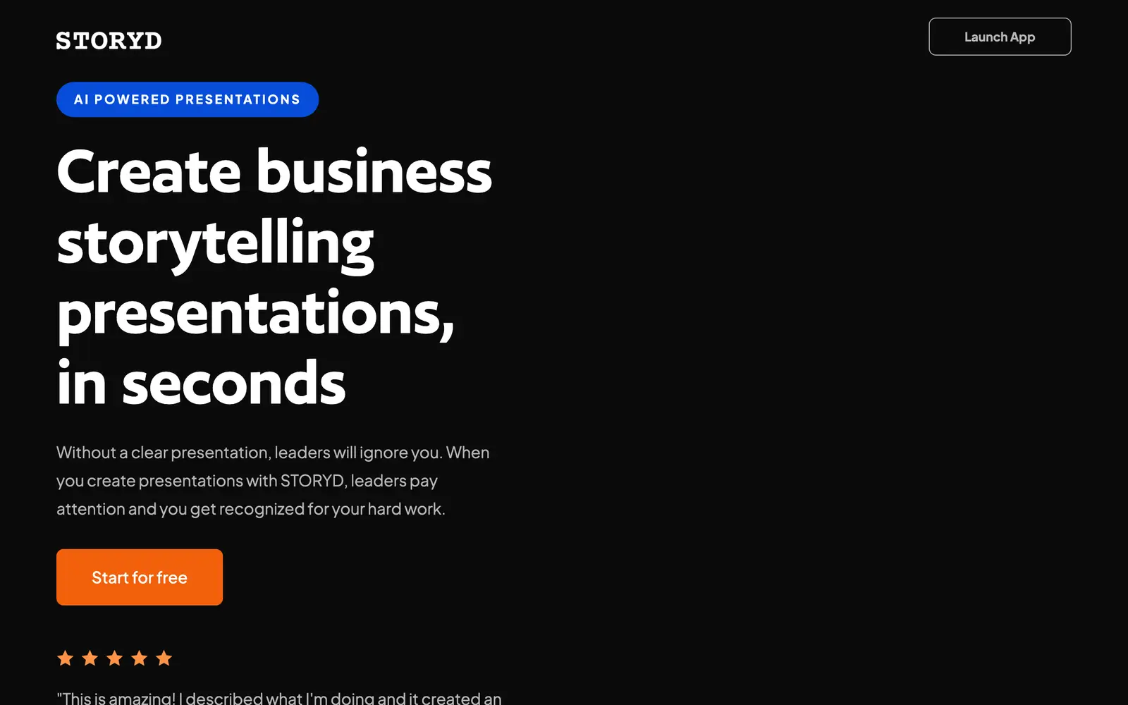 Screenshot of the STORYD website