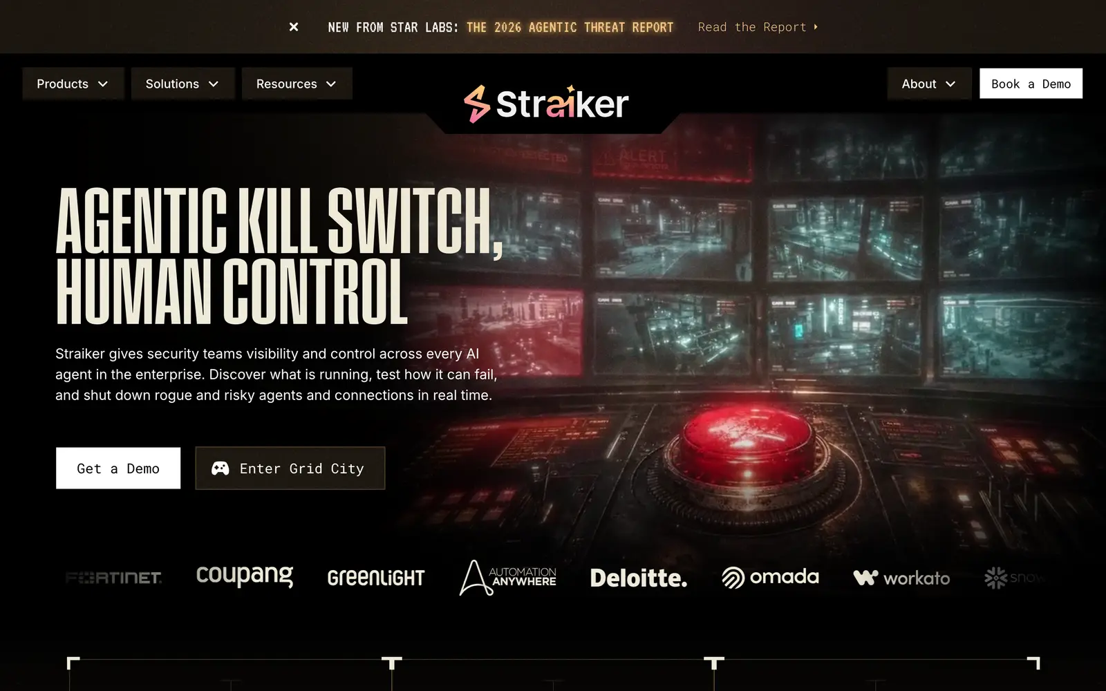 Screenshot of the Straiker website
