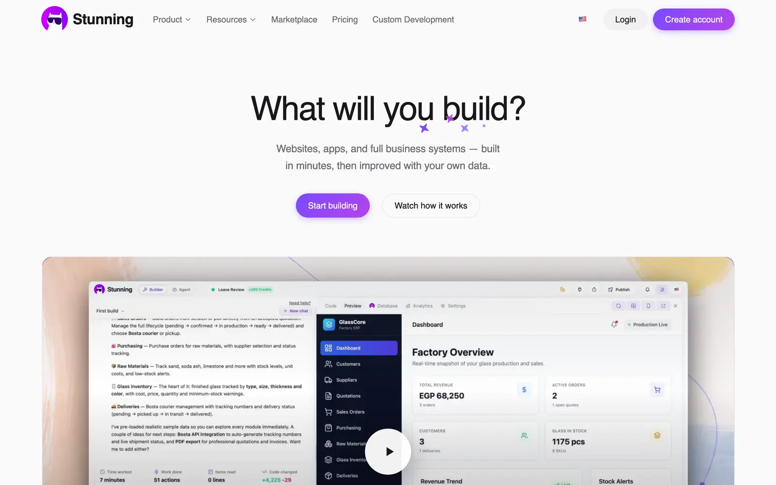 Screenshot of the Stunning website