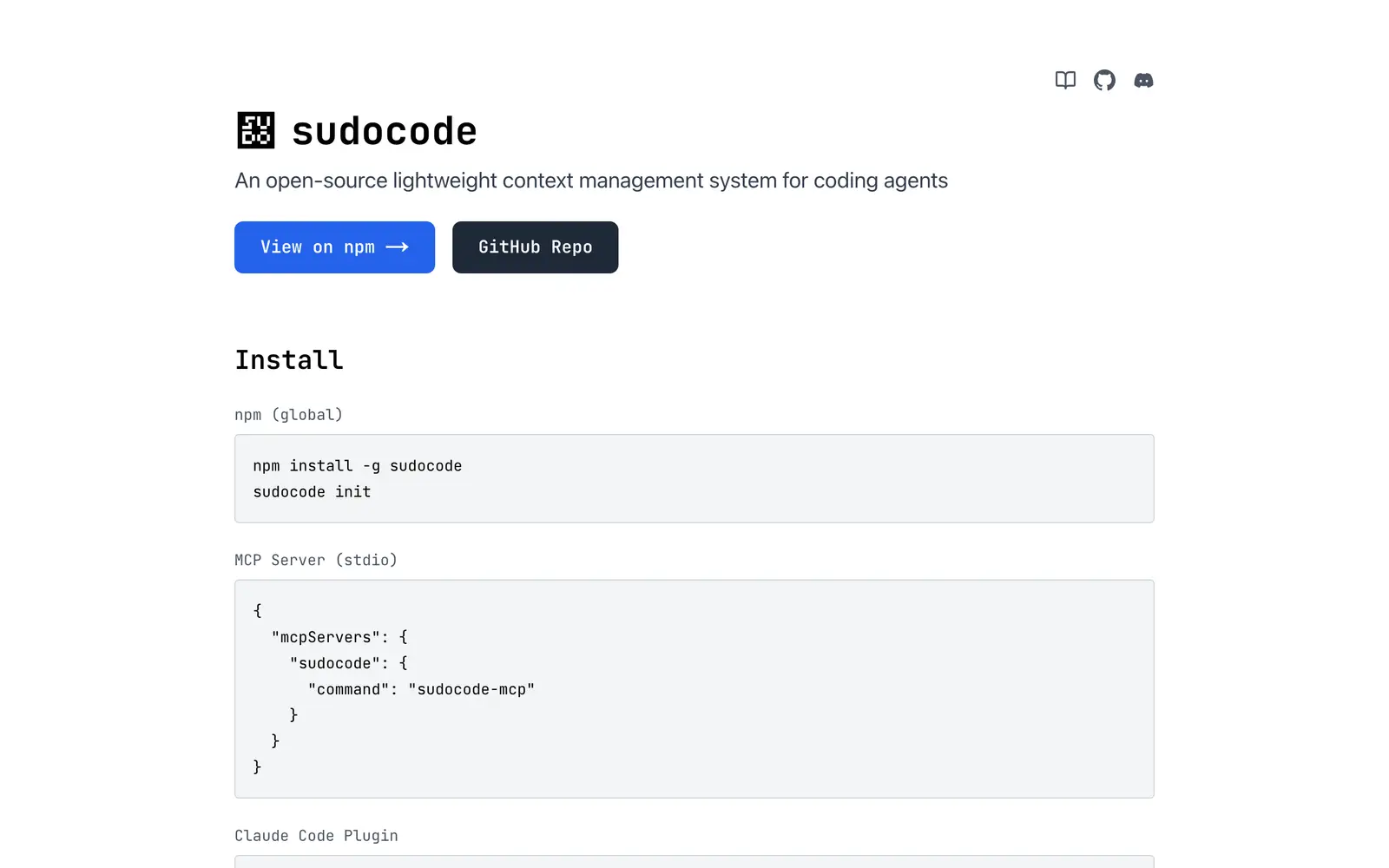 Screenshot of the sudocode website