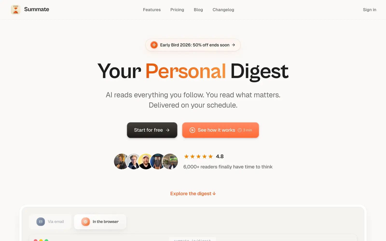 Screenshot of the Summate website