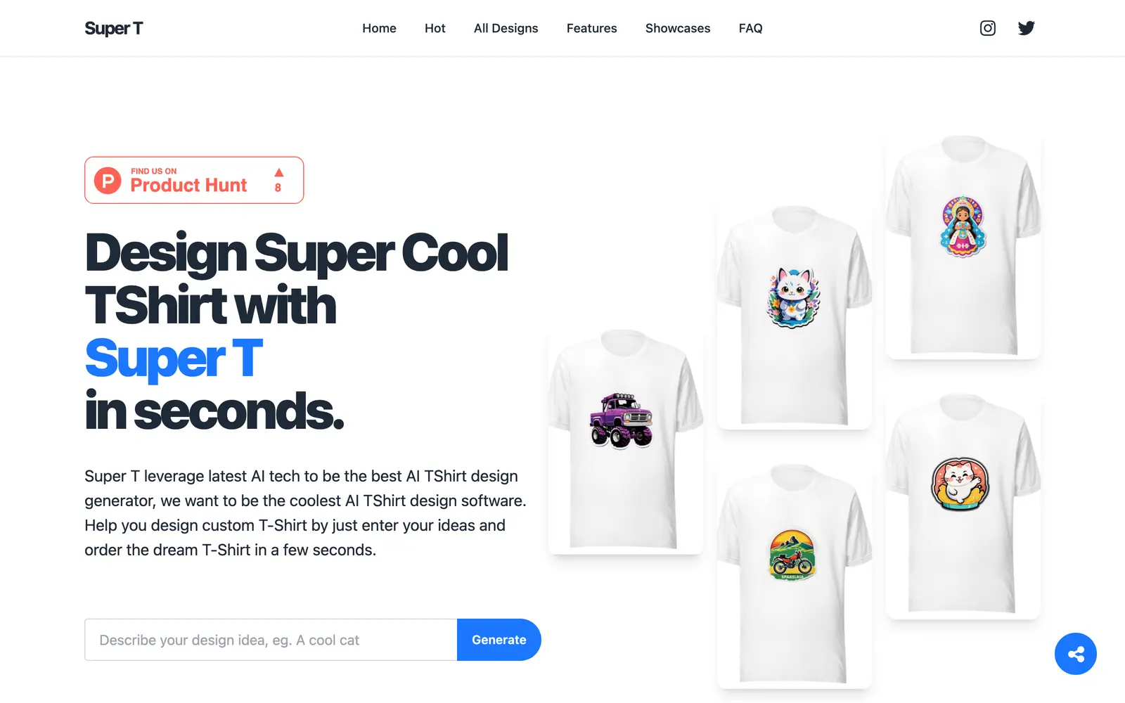 Screenshot of the Super T website