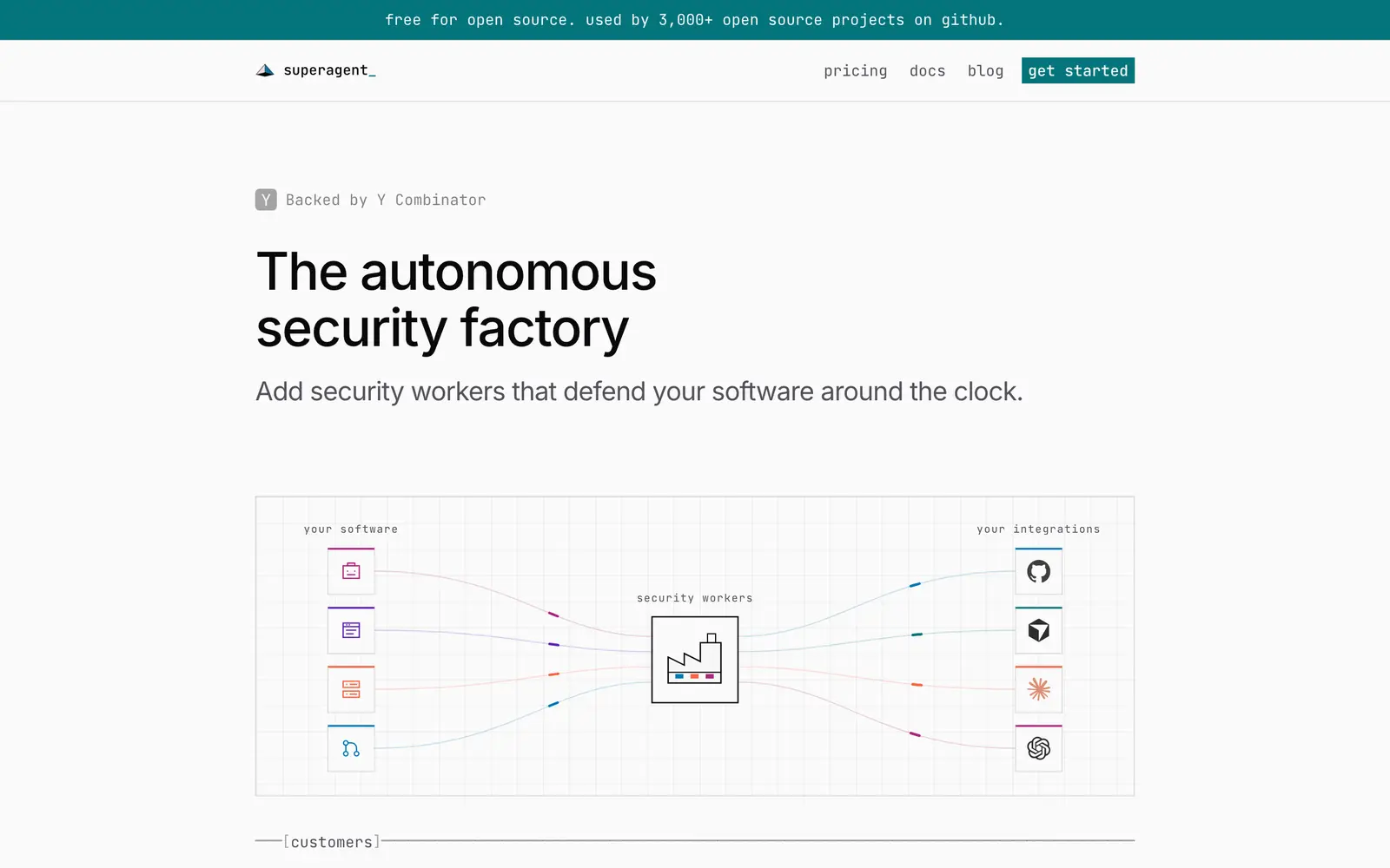 Screenshot of the Superagent website