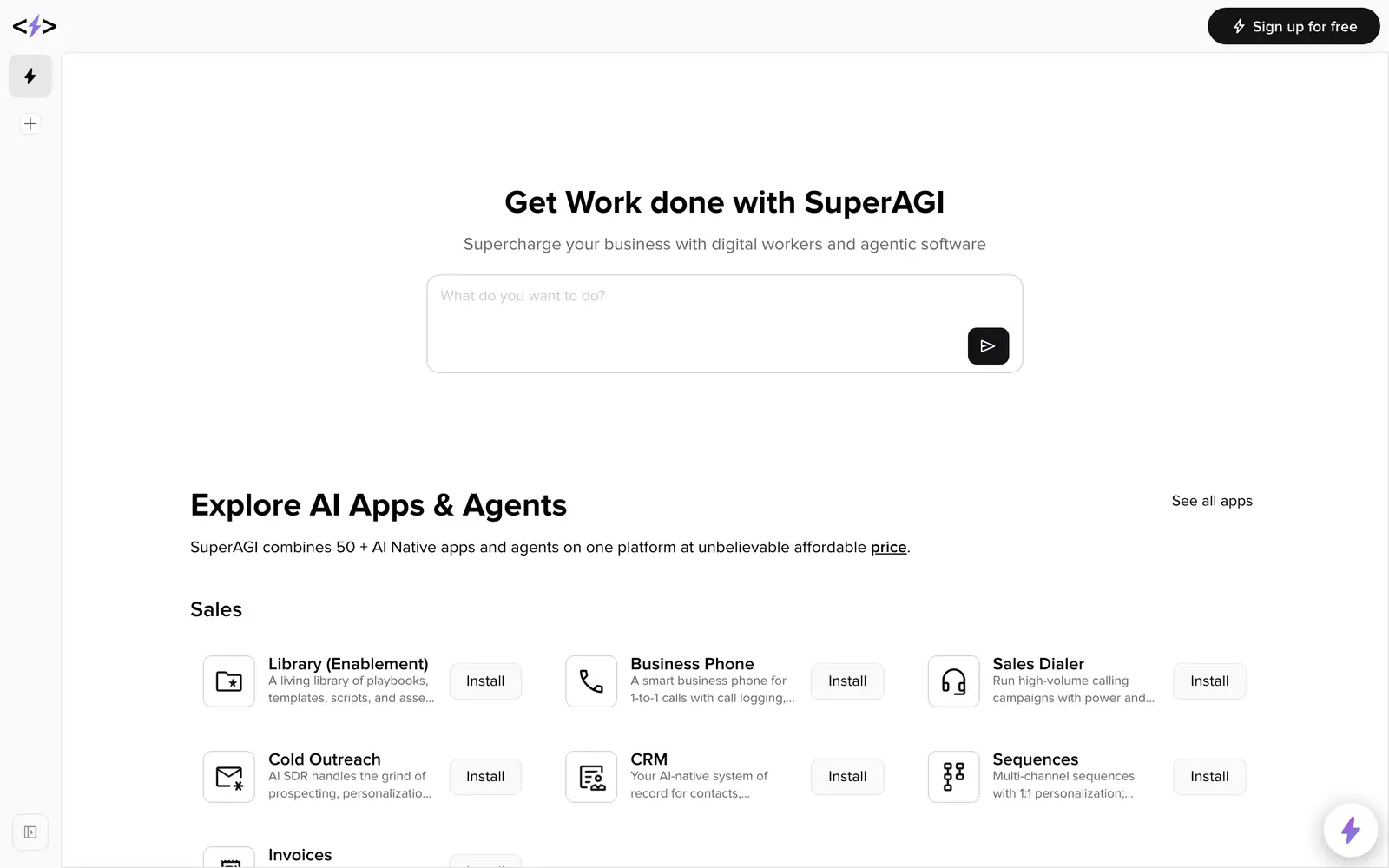 Screenshot of the SuperAGI website