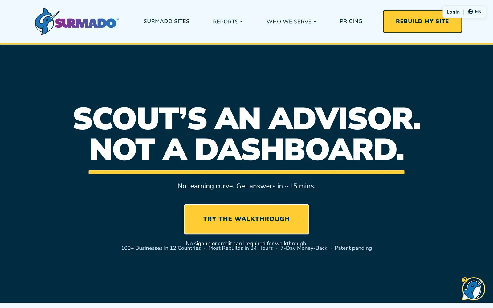 Screenshot of the Surmado Scout website