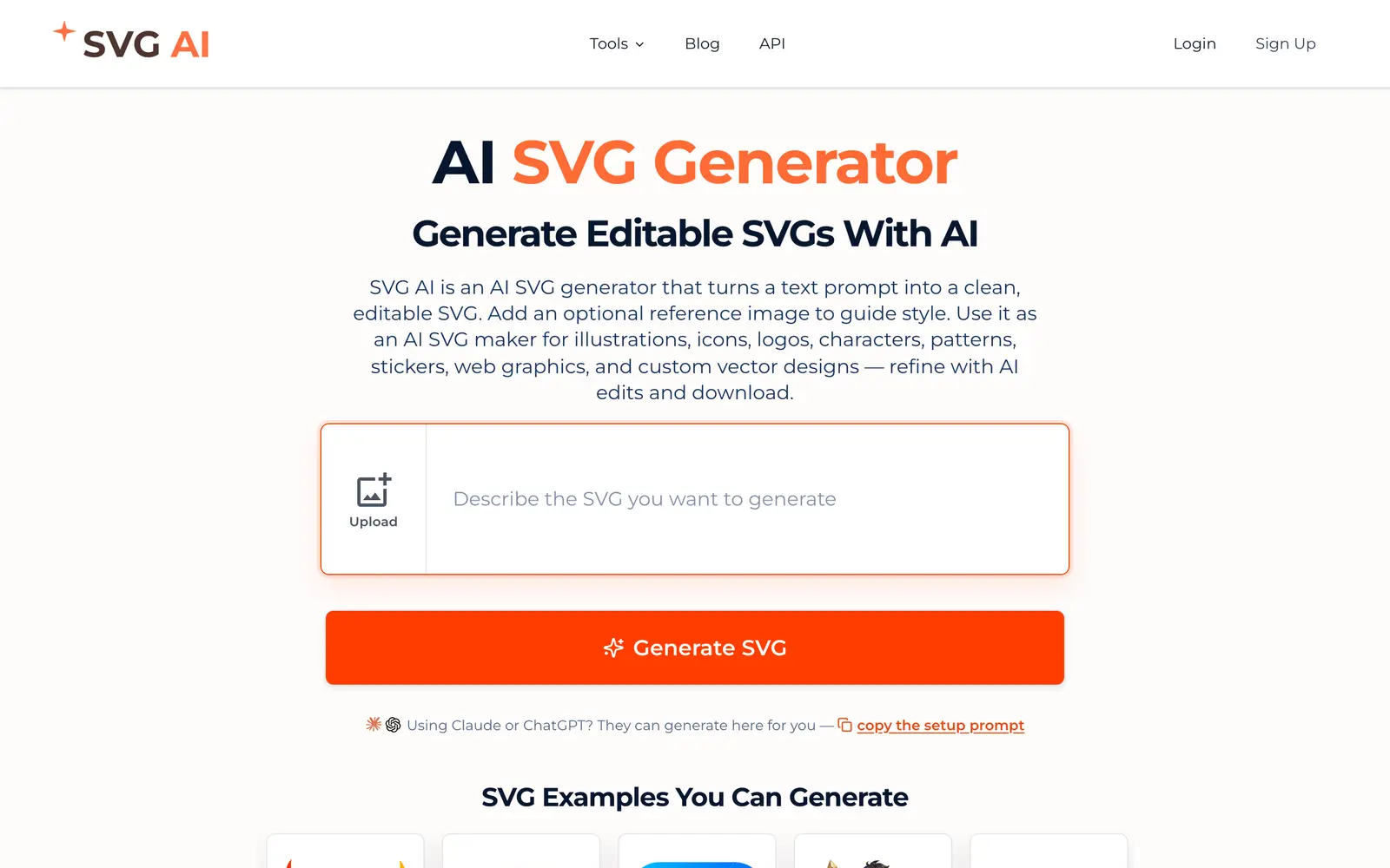 Screenshot of the SVG AI website