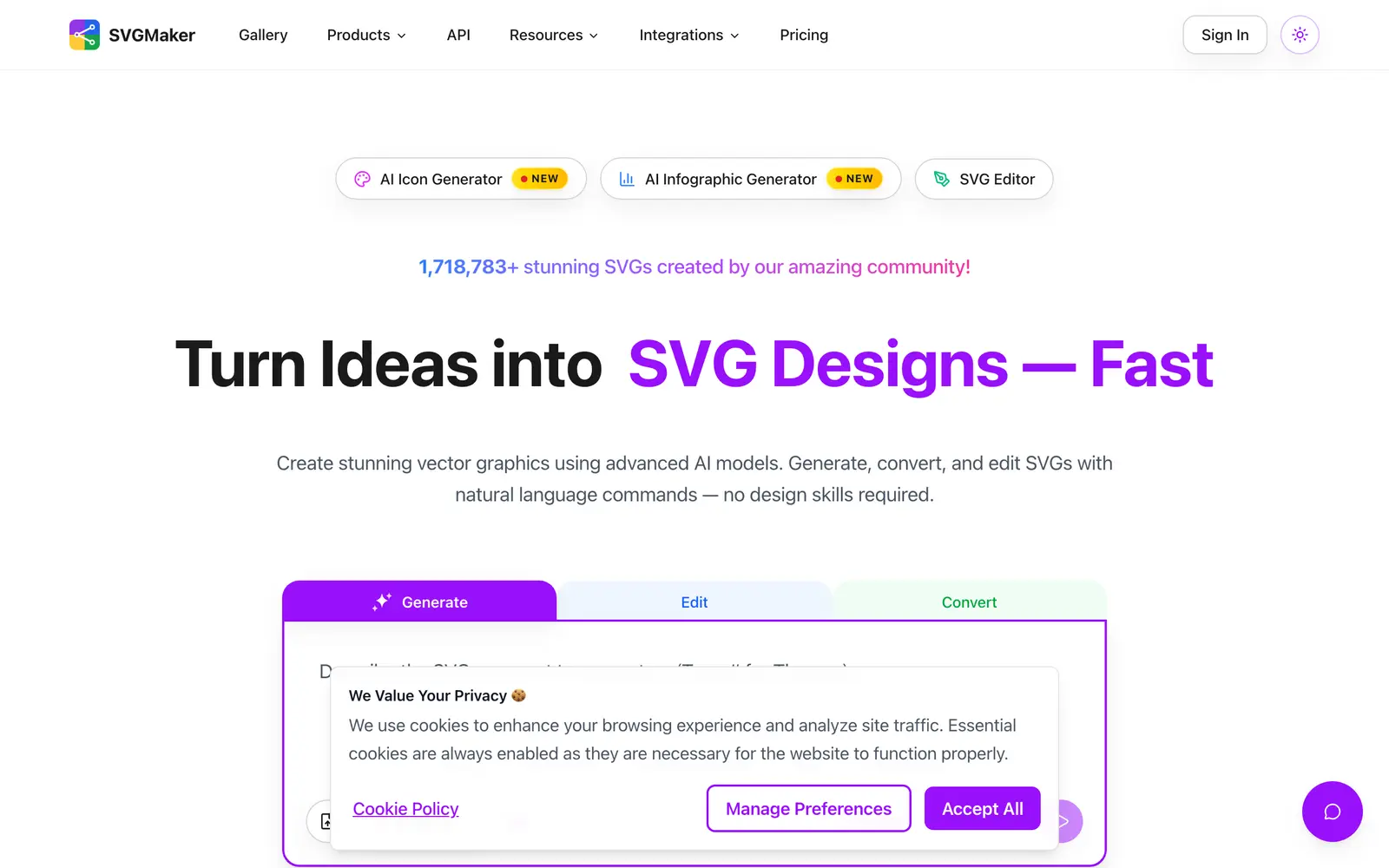 Screenshot of the SVGMaker.io website