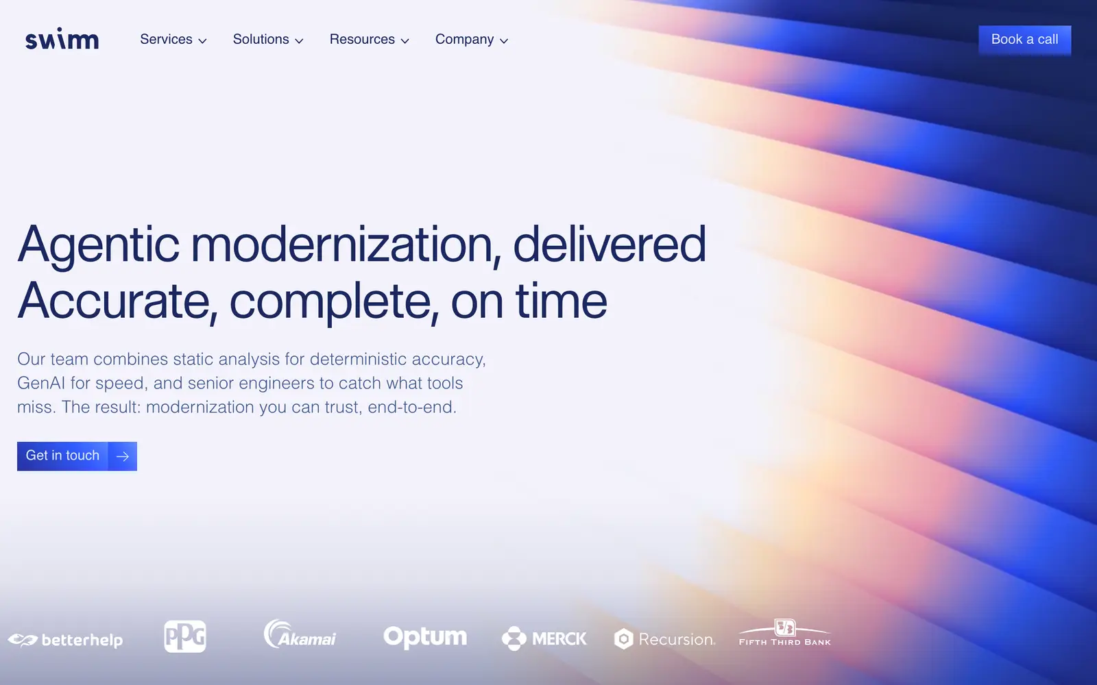 Screenshot of the Swimm website