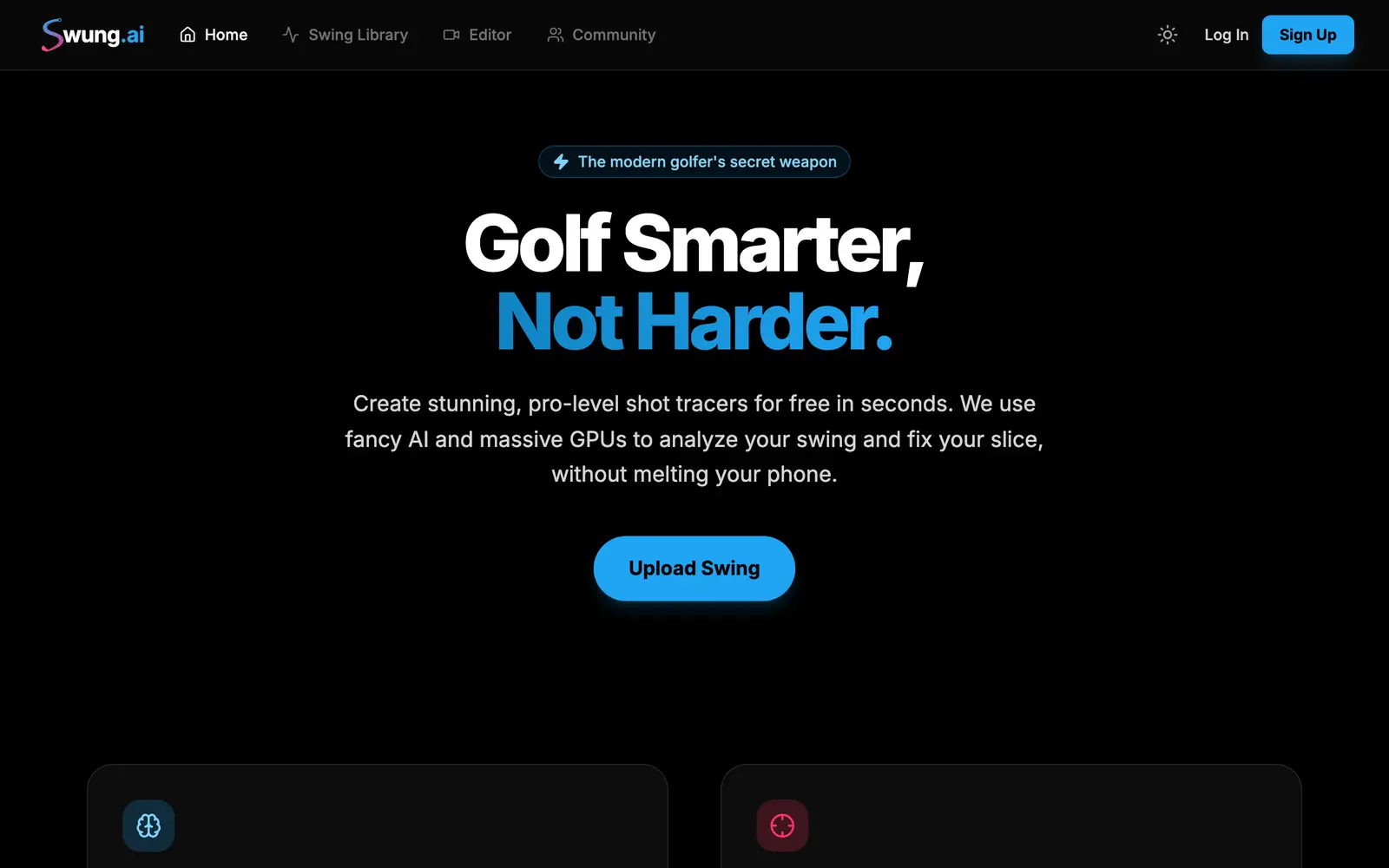 Screenshot of the swung.ai website