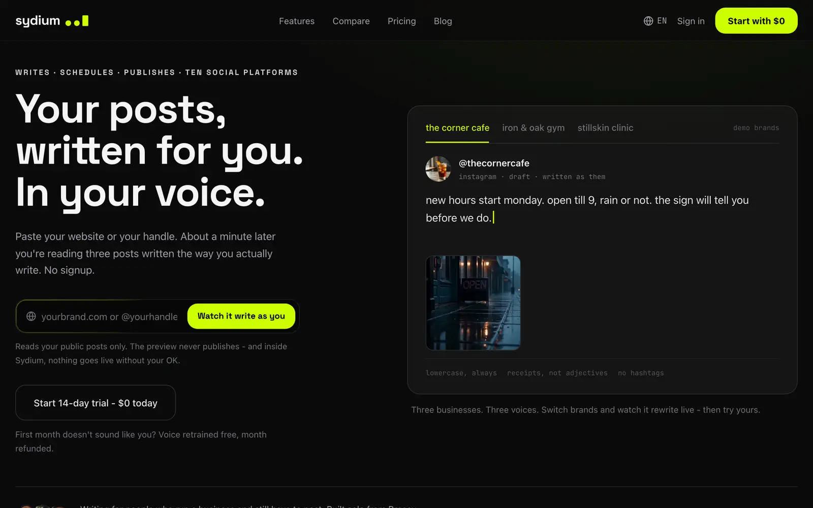 Screenshot of the Sydium website