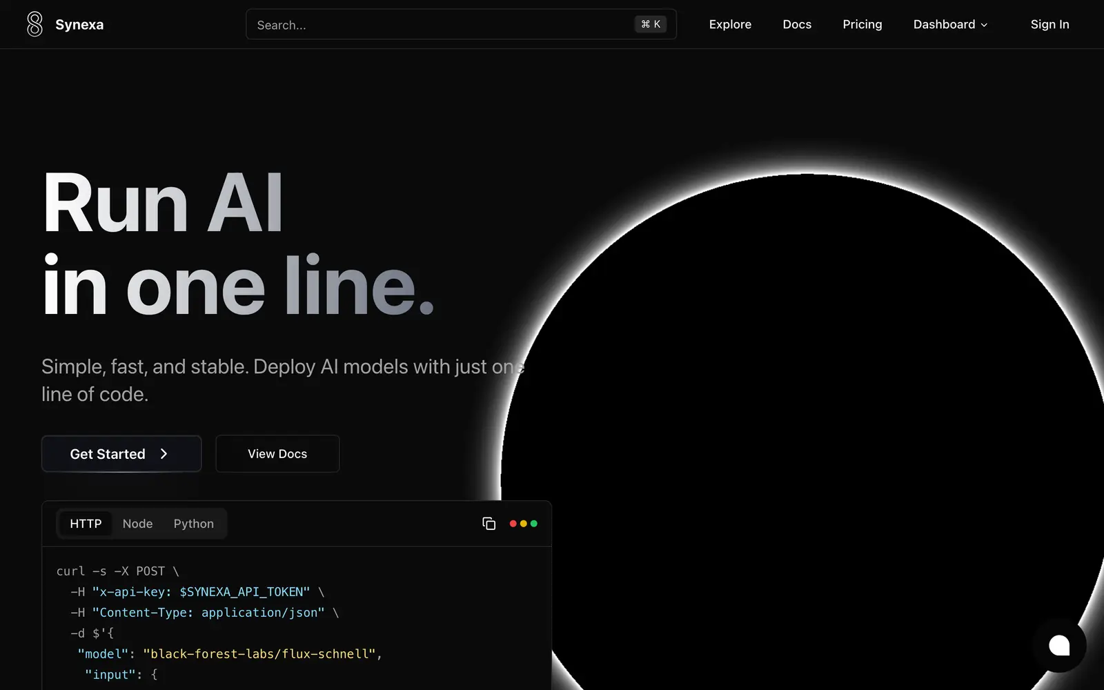 Screenshot of the Synexa website