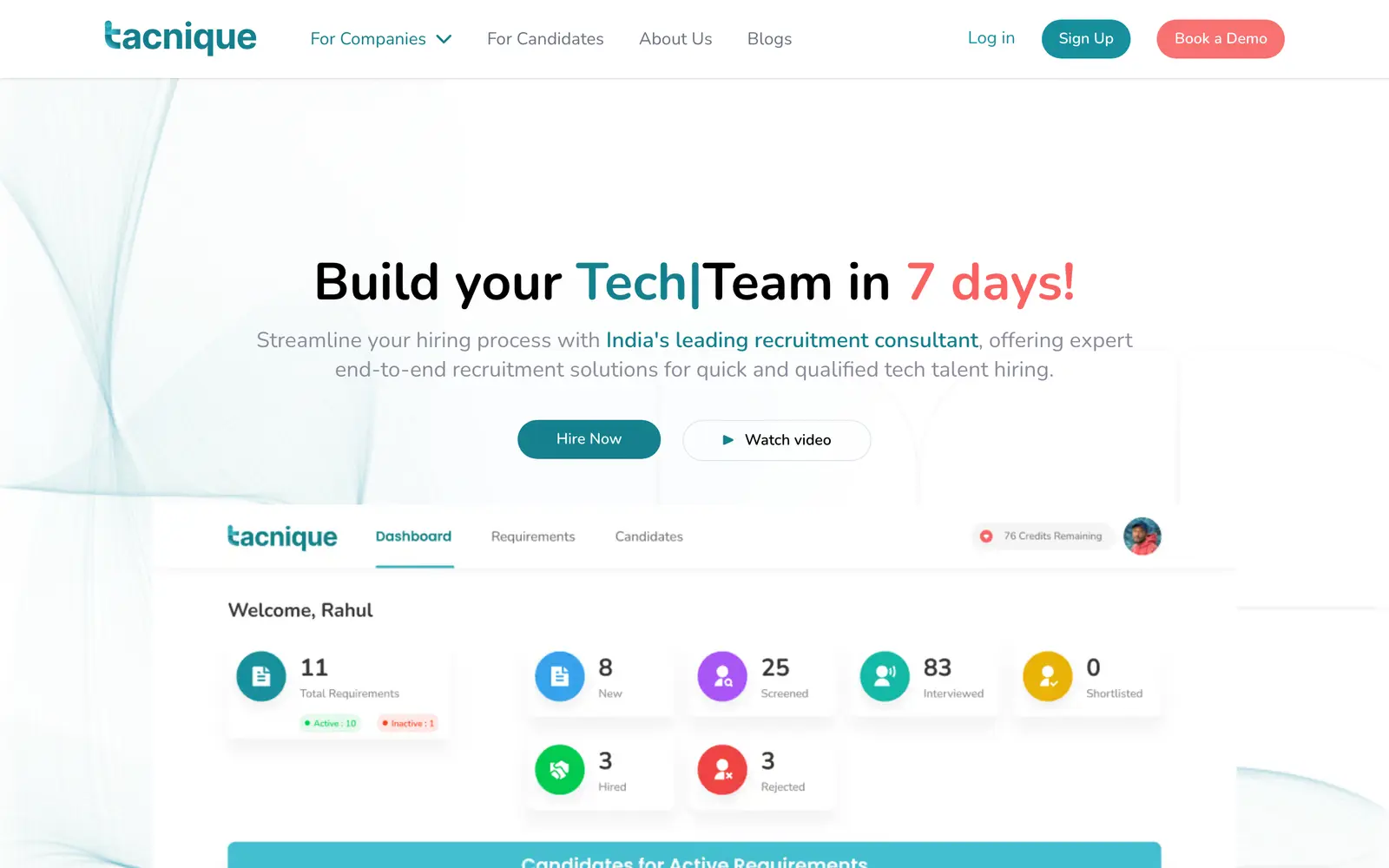 Screenshot of the Tacnique website