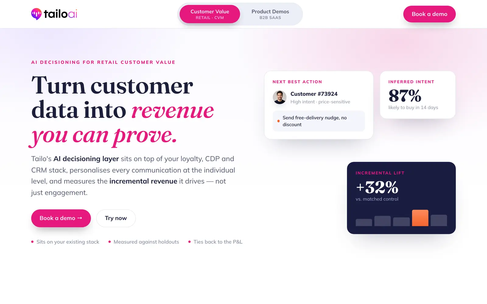 Screenshot of the Tailo AI website