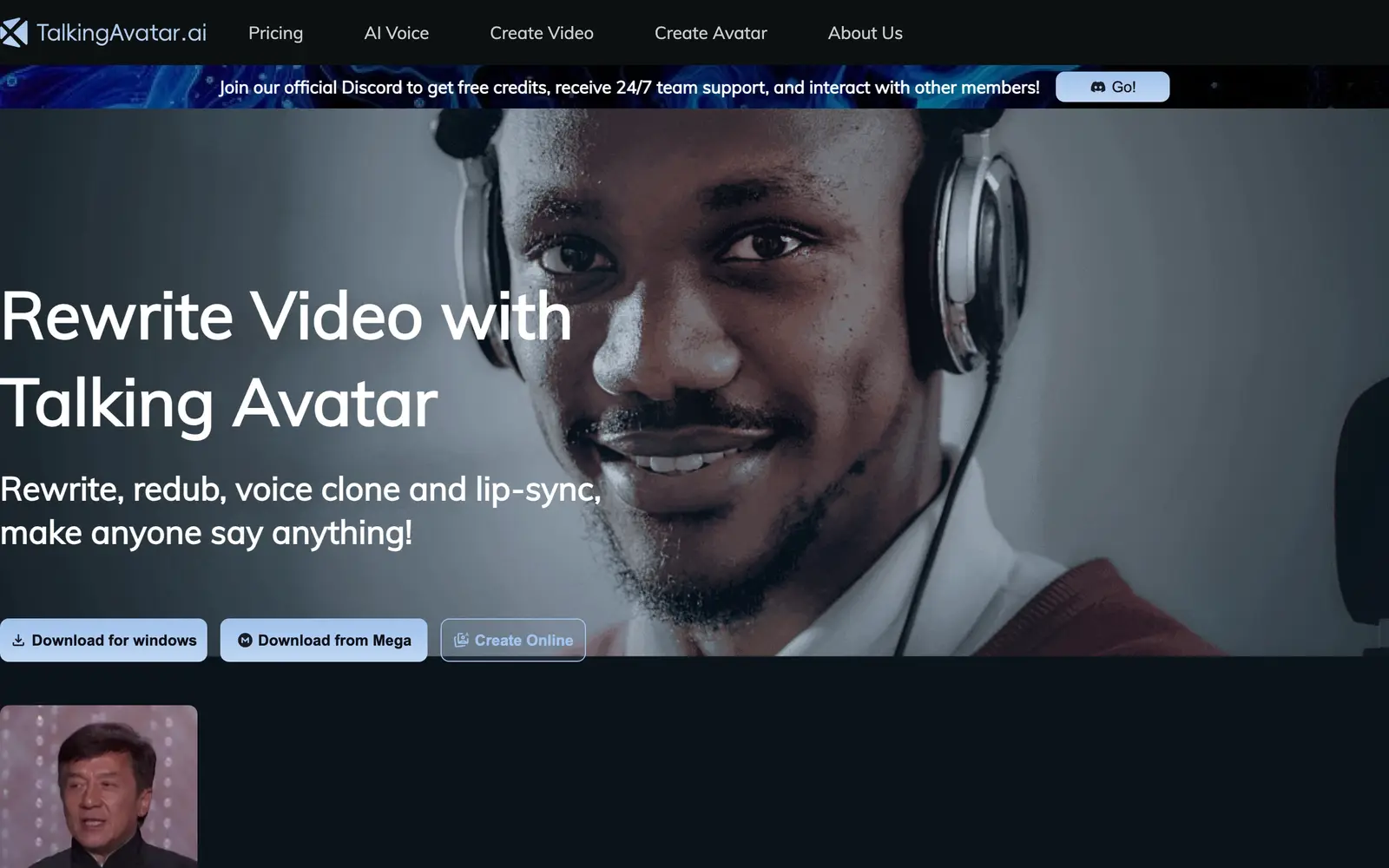 Screenshot of the Talking Avatar AI website