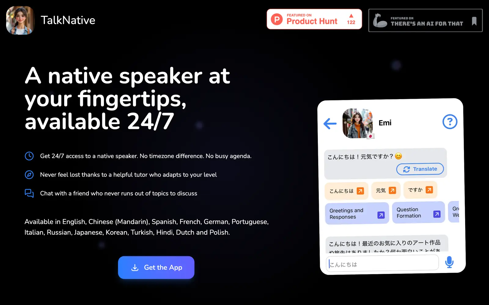Screenshot of the TalkNative website