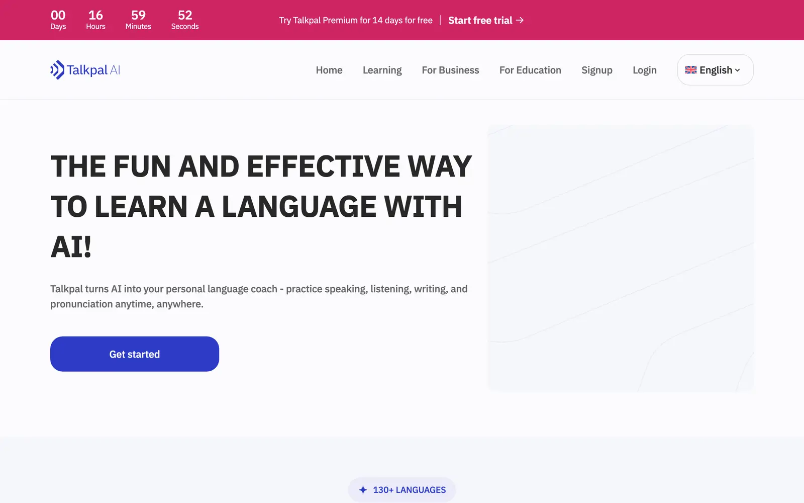 Screenshot of the Talkpal website