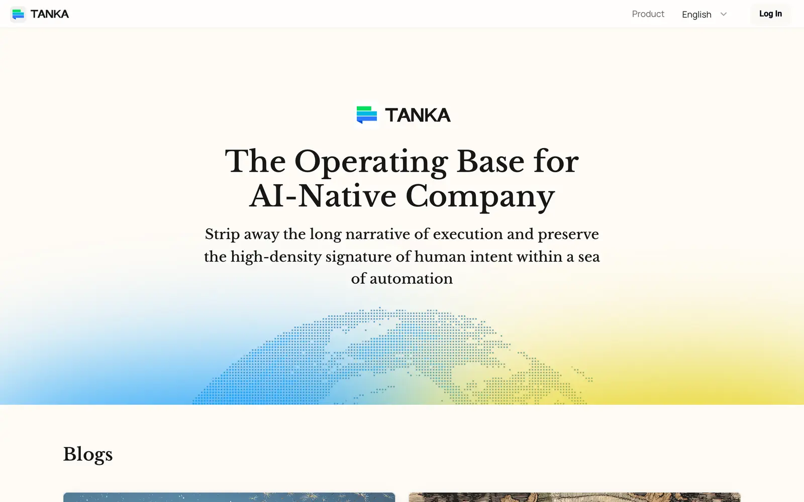Screenshot of the Tanka website