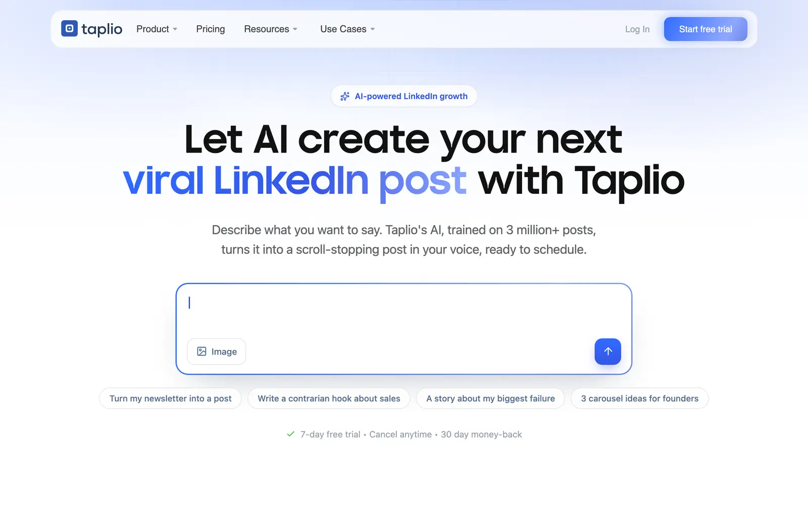 Screenshot of the Taplio website