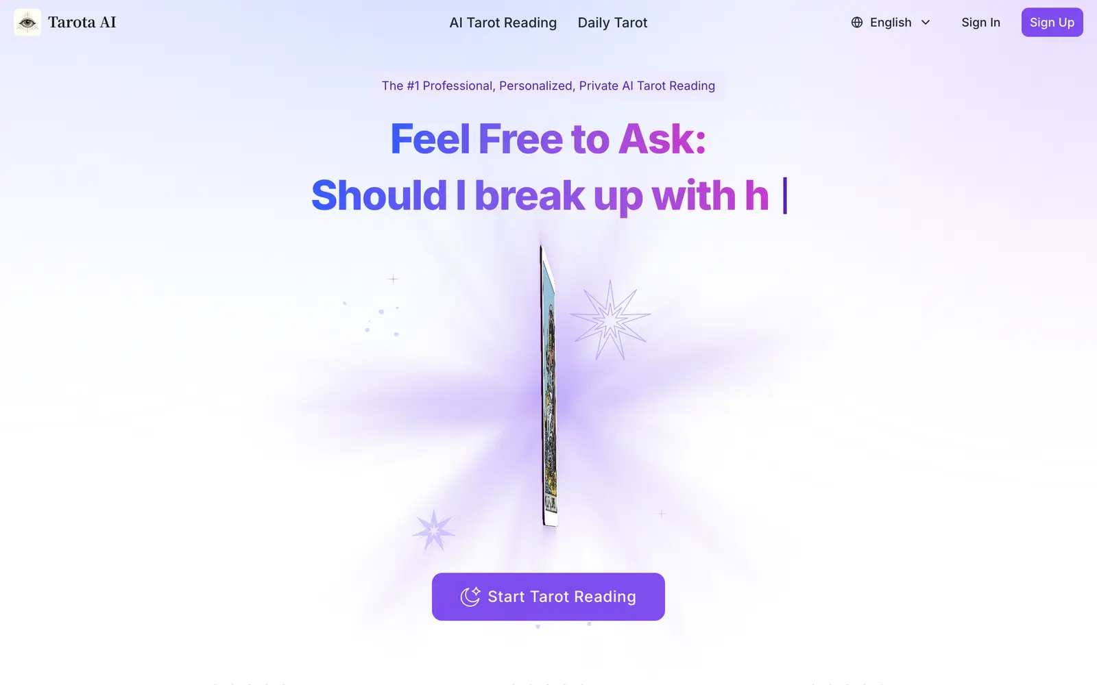 Screenshot of the Tarota.ai website