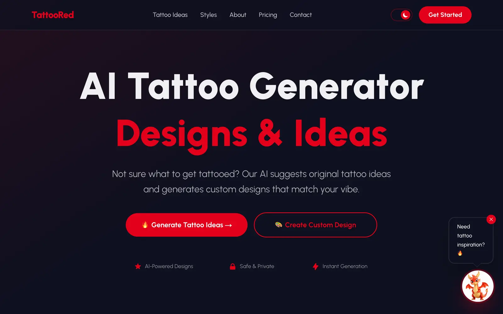 Screenshot of the TattooRed website