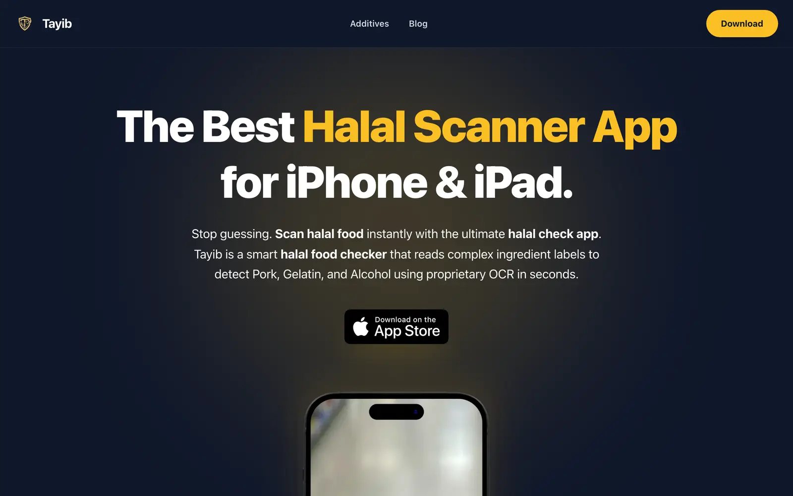 Screenshot of the Tayib website