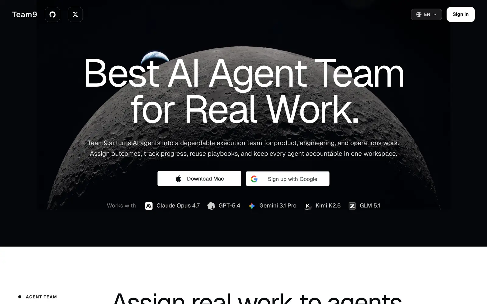 Screenshot of the Team9 website
