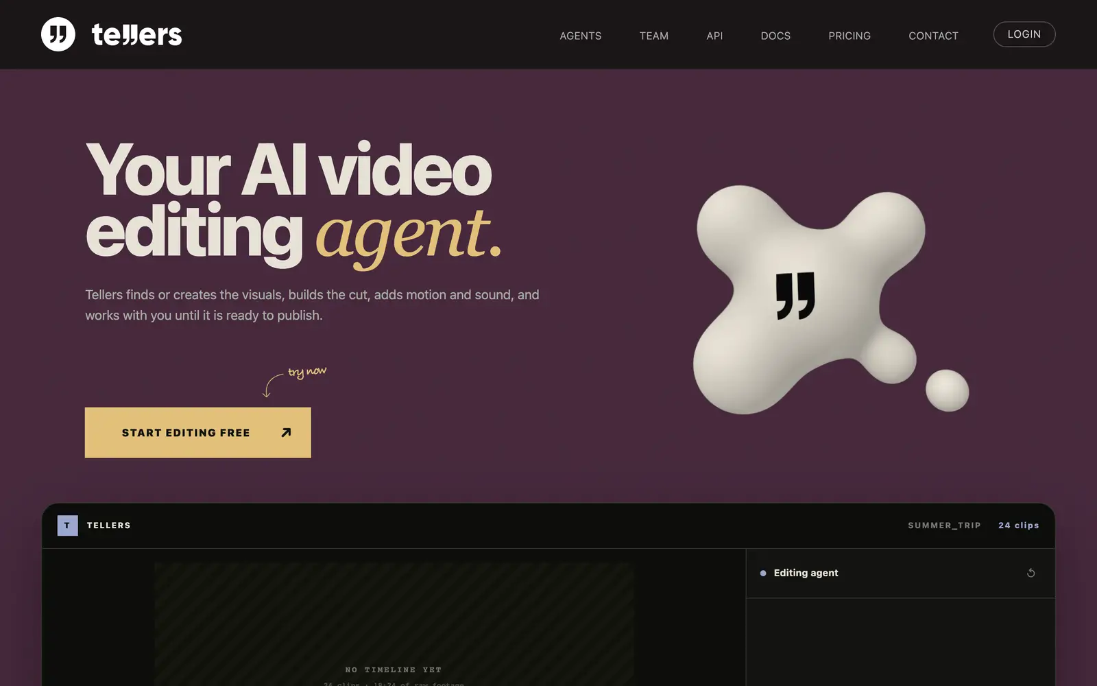 Screenshot of the Tellers website
