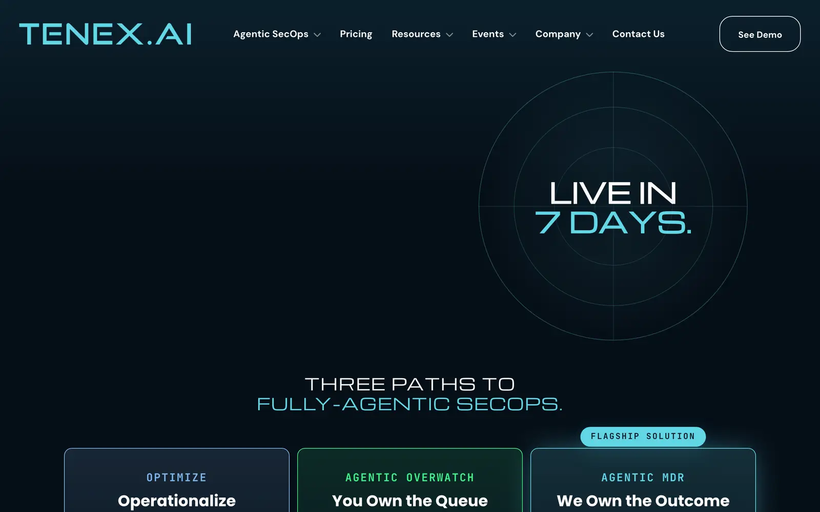 Screenshot of the TENEX.AI website