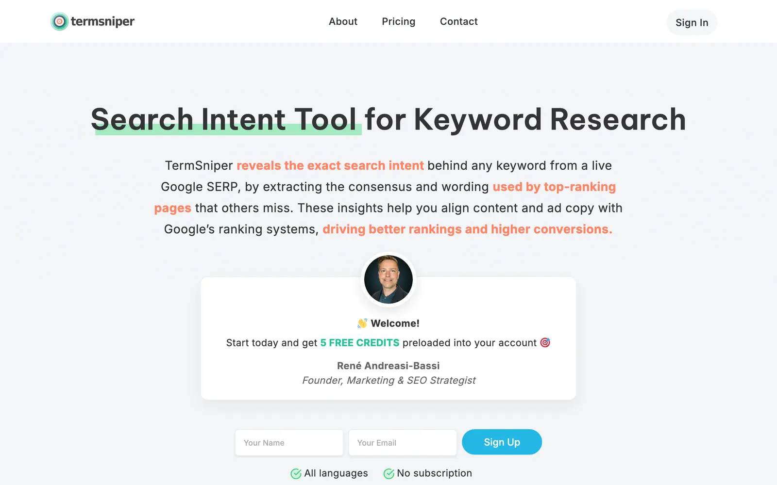 Screenshot of the TermSniper website