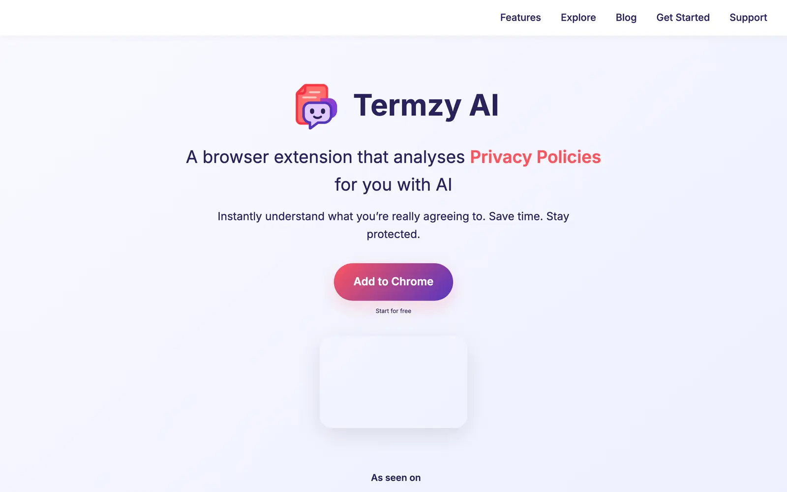 Screenshot of the Termzy AI website