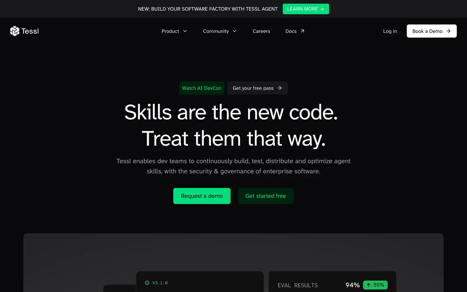 Screenshot of the Tessl website