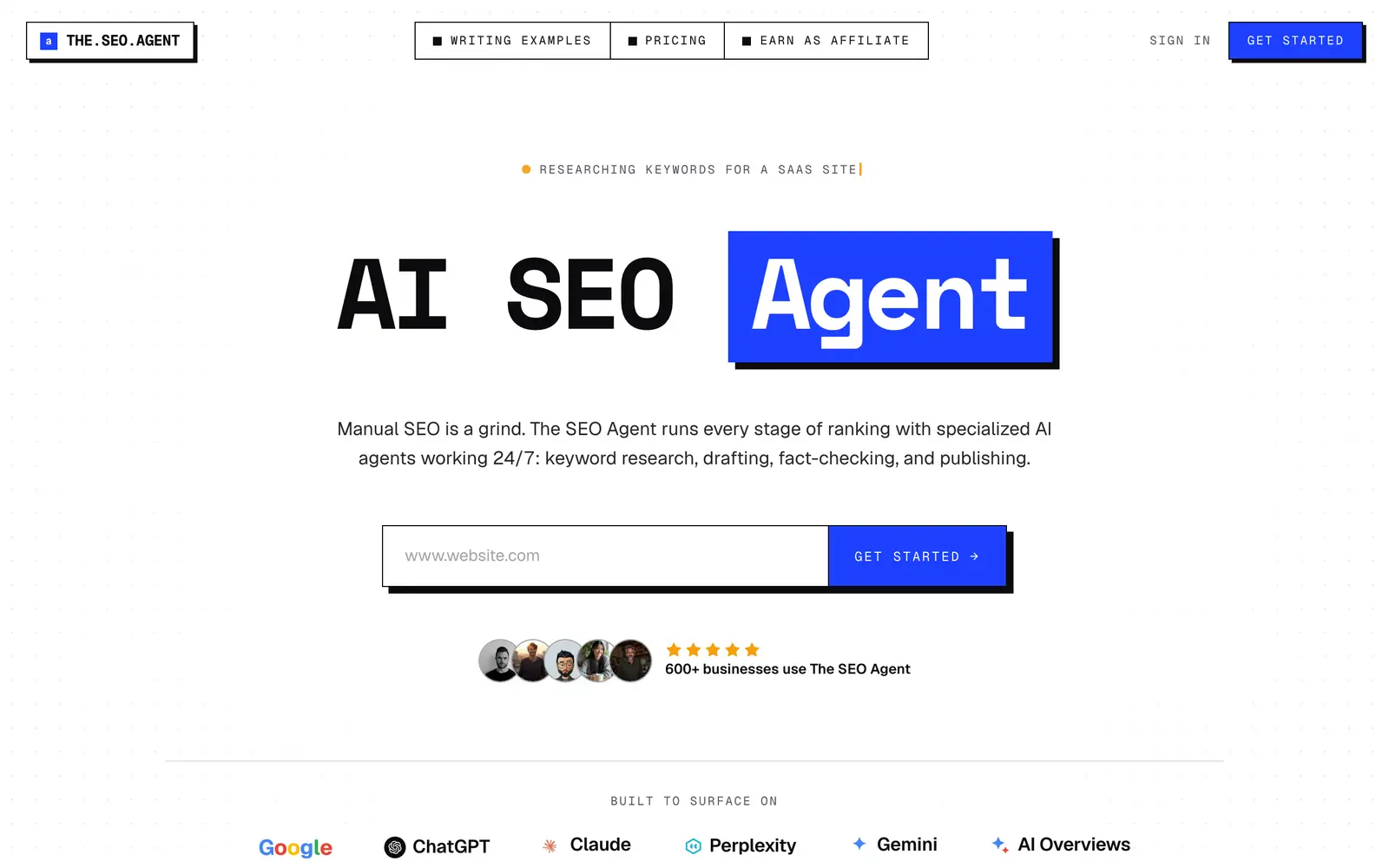 Screenshot of the The SEO Agent website