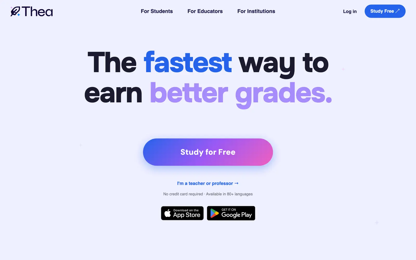 Screenshot of the Thea website
