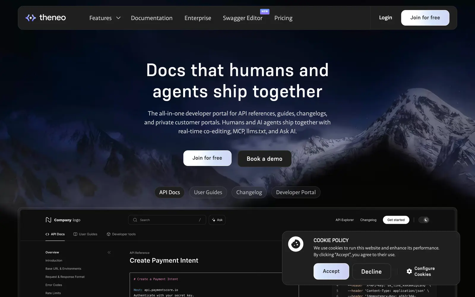 Screenshot of the Theneo website