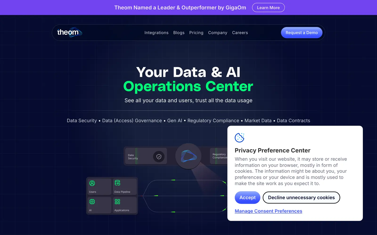 Screenshot of the Theom website