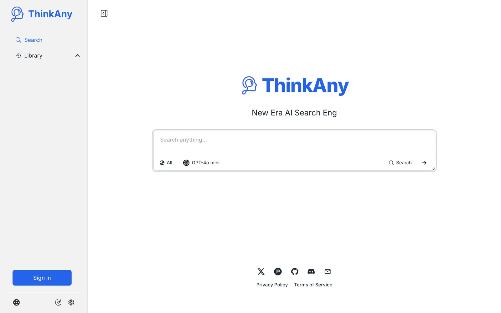 Screenshot of the ThinkAny website
