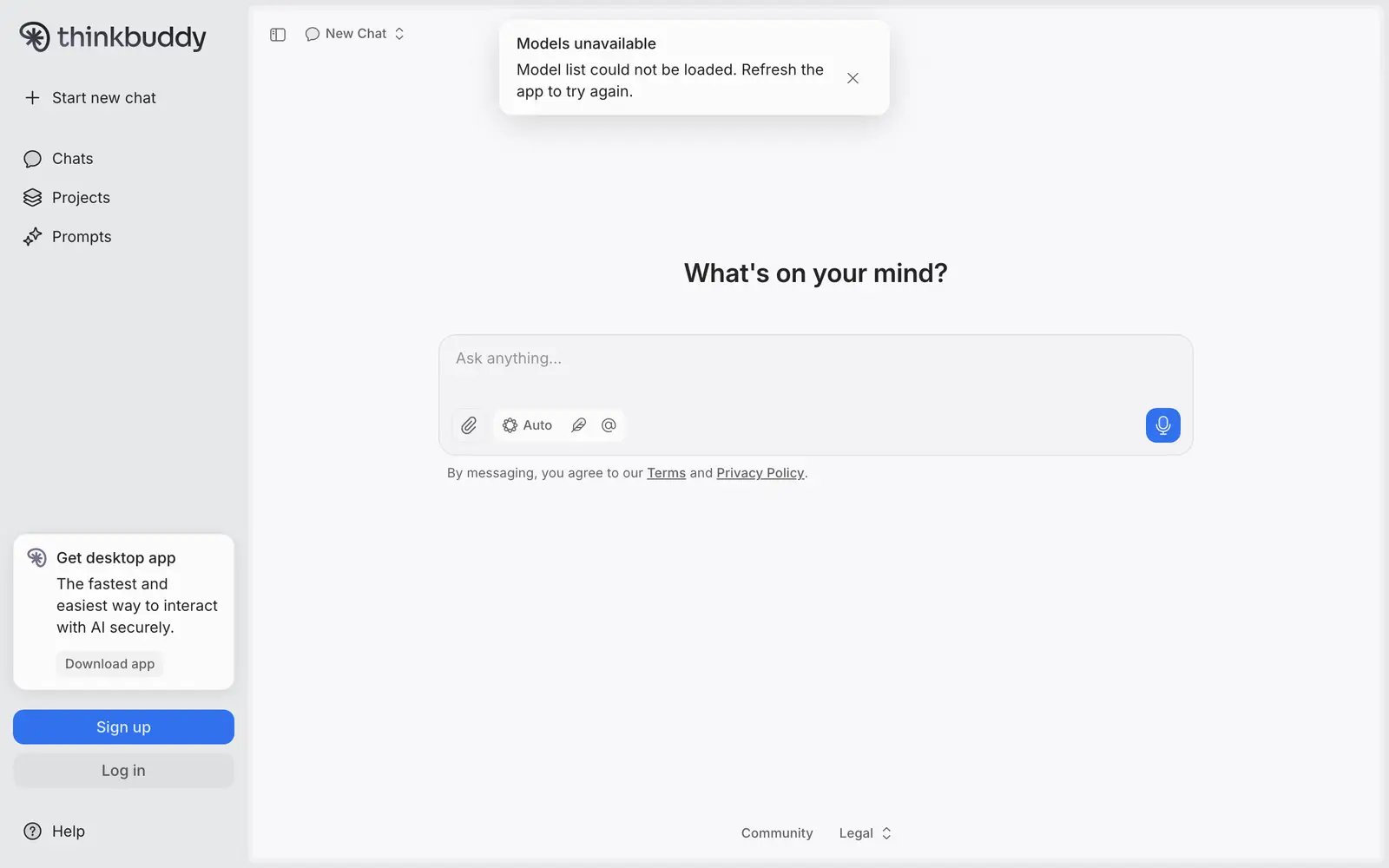 Screenshot of the Thinkbuddy website