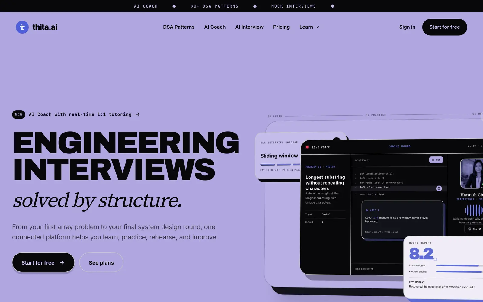 Screenshot of the Thita.ai website