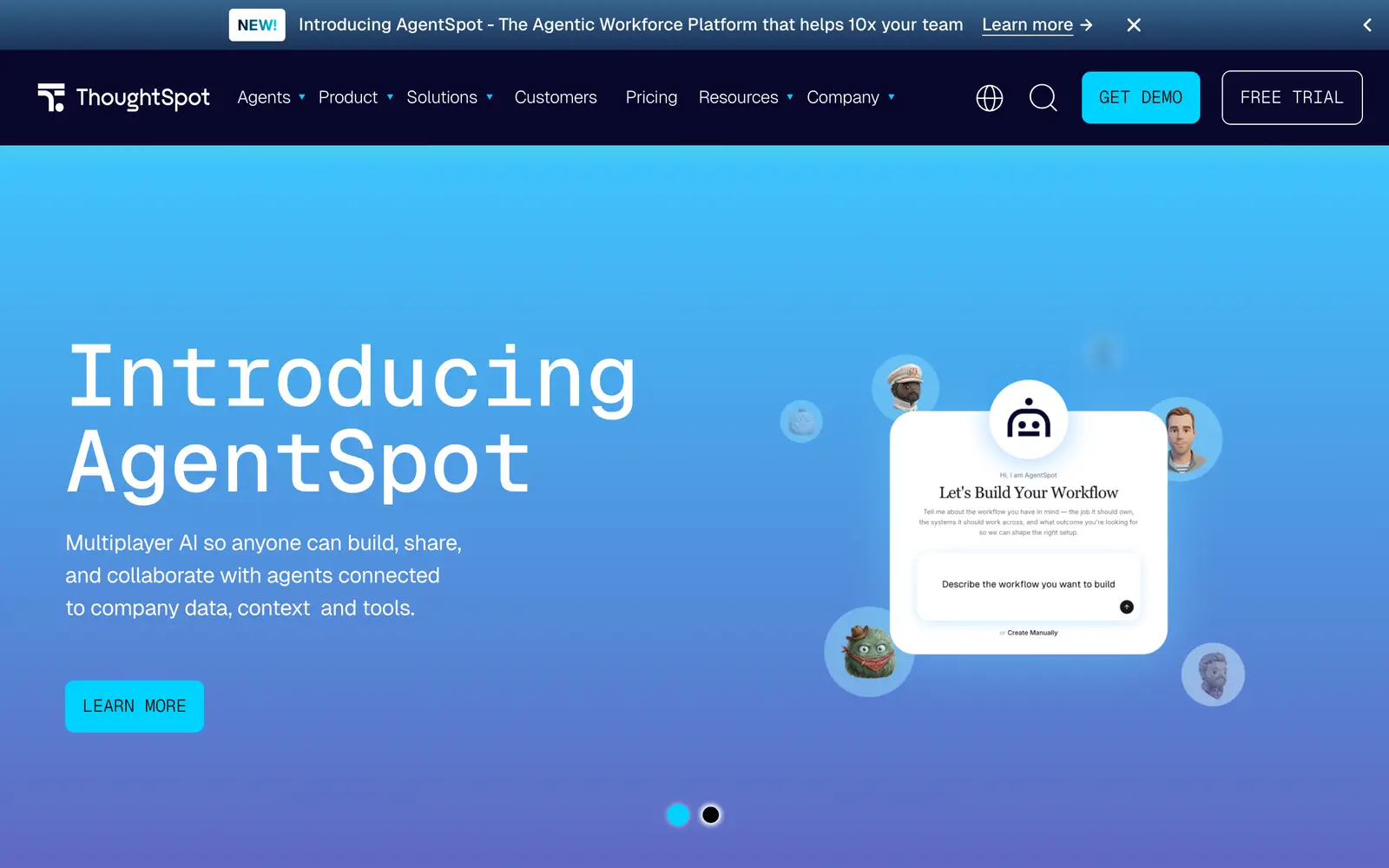 Screenshot of the ThoughtSpot website