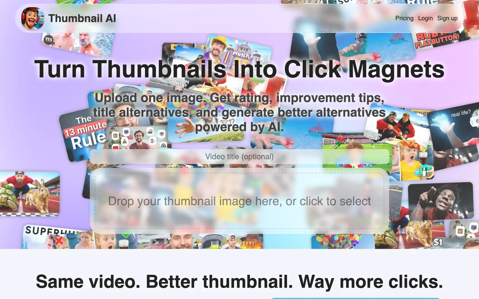 Screenshot of the Thumbnail AI website