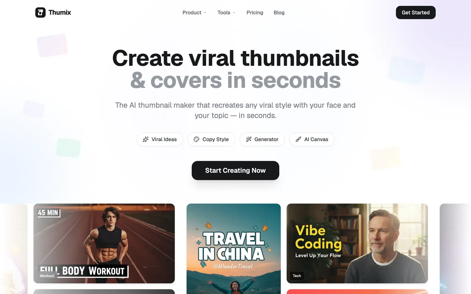 Screenshot of the Thumix website