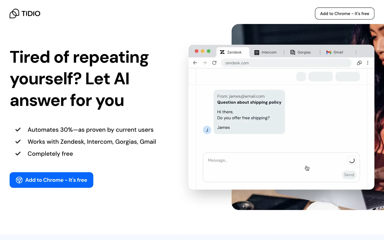 Screenshot of the Tidio Copilot website