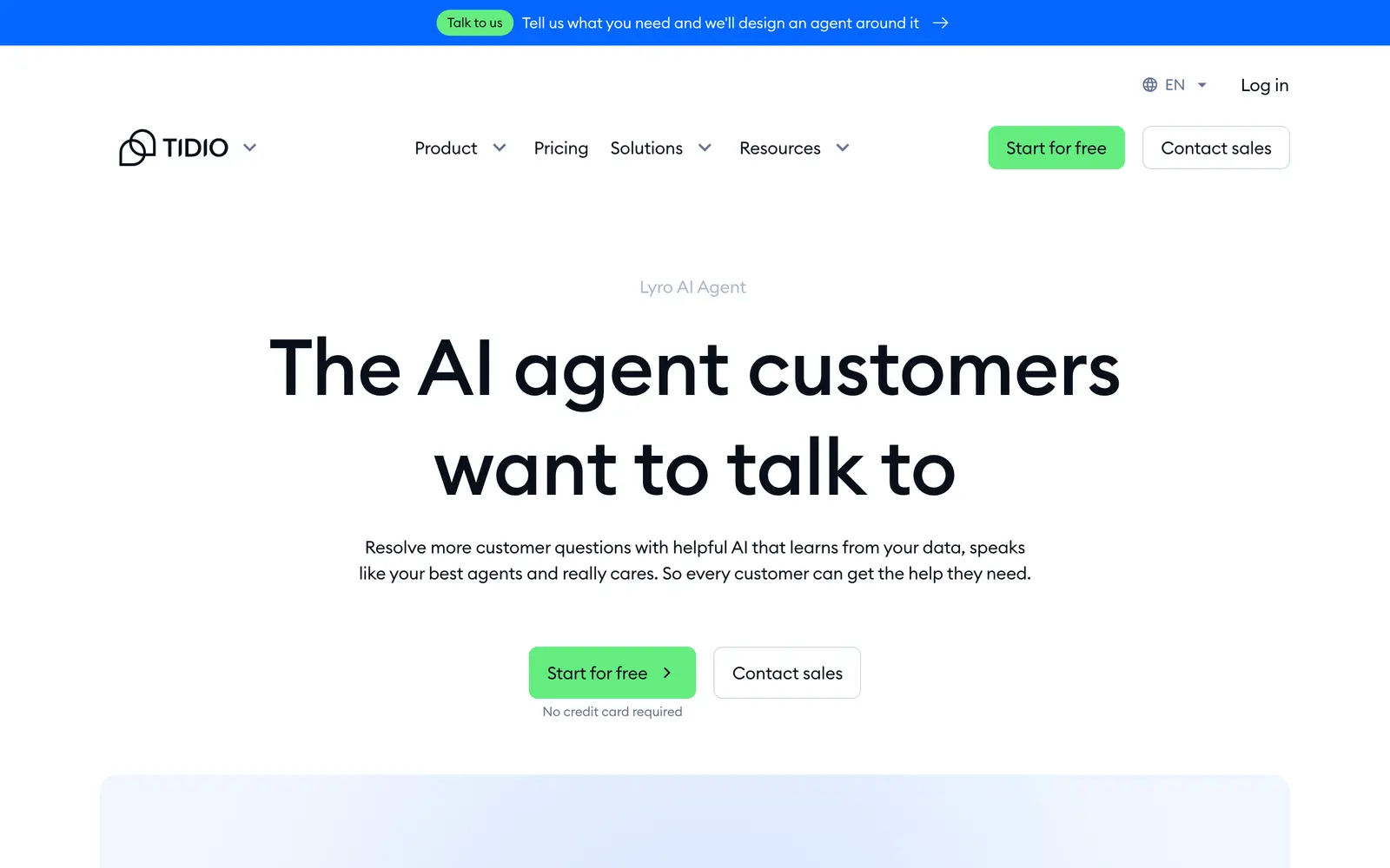 Screenshot of the Lyro AI Agent website