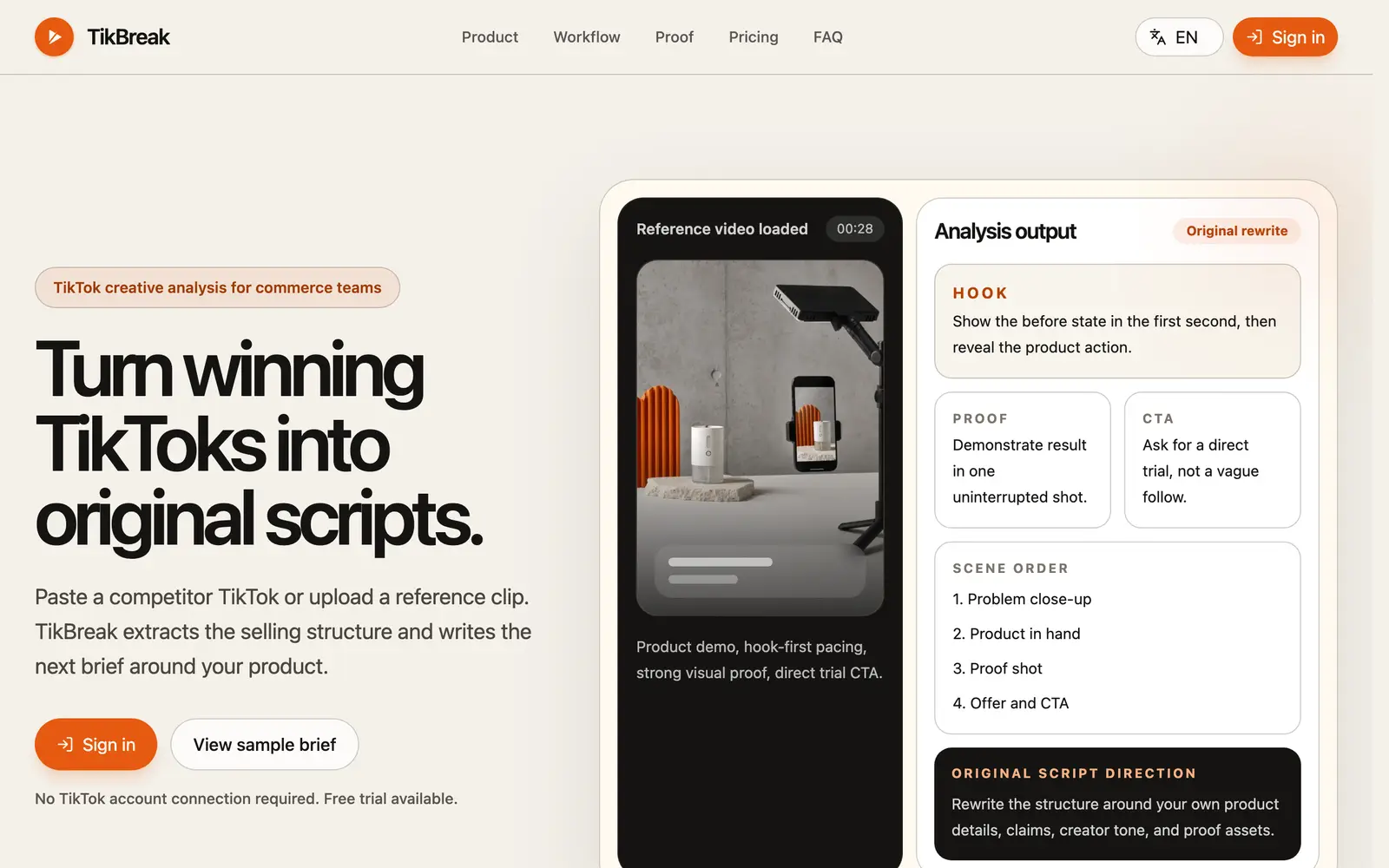 Screenshot of the TikBreak website