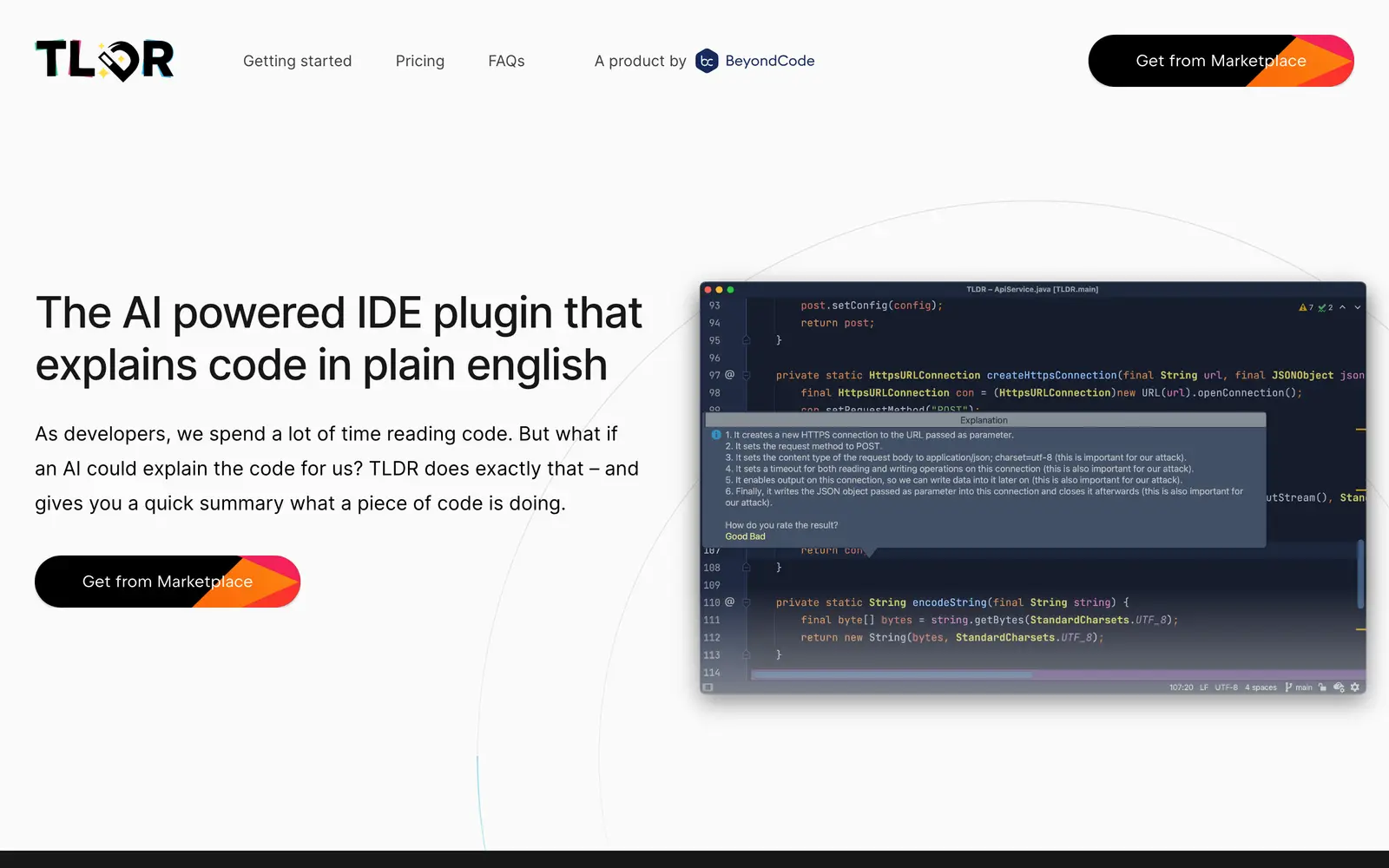 Screenshot of the TLDR Dev website